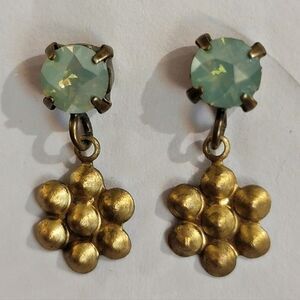 Sabika Pacific Opal London Drops With Gold Petal Flower Dangle